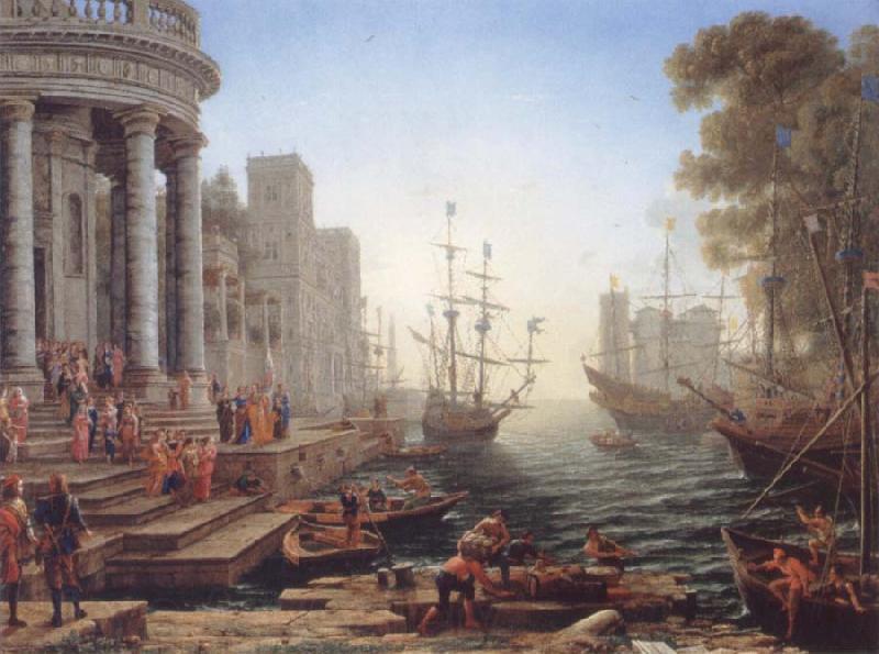 Claude Lorrain Seaport with the embarkation of Saint Ursula Spain oil painting art